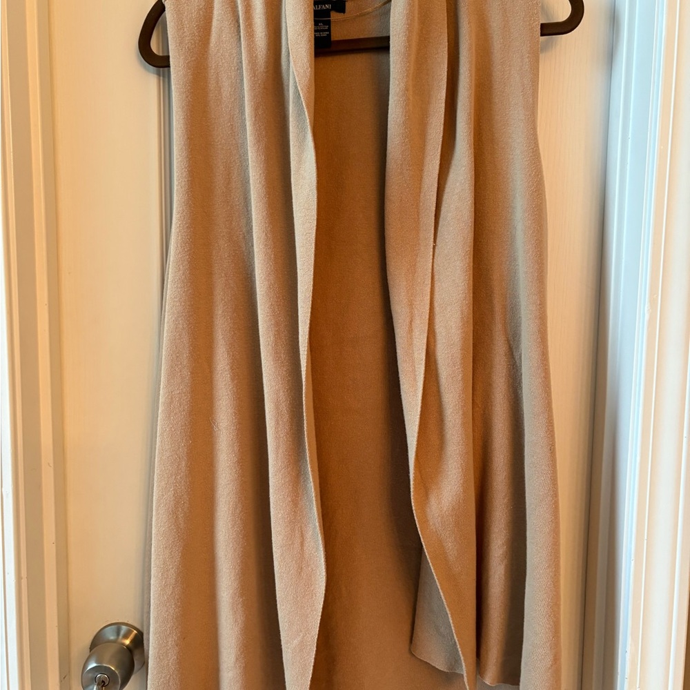 Alfani Tan Sleeveless Open Front Cardigan L